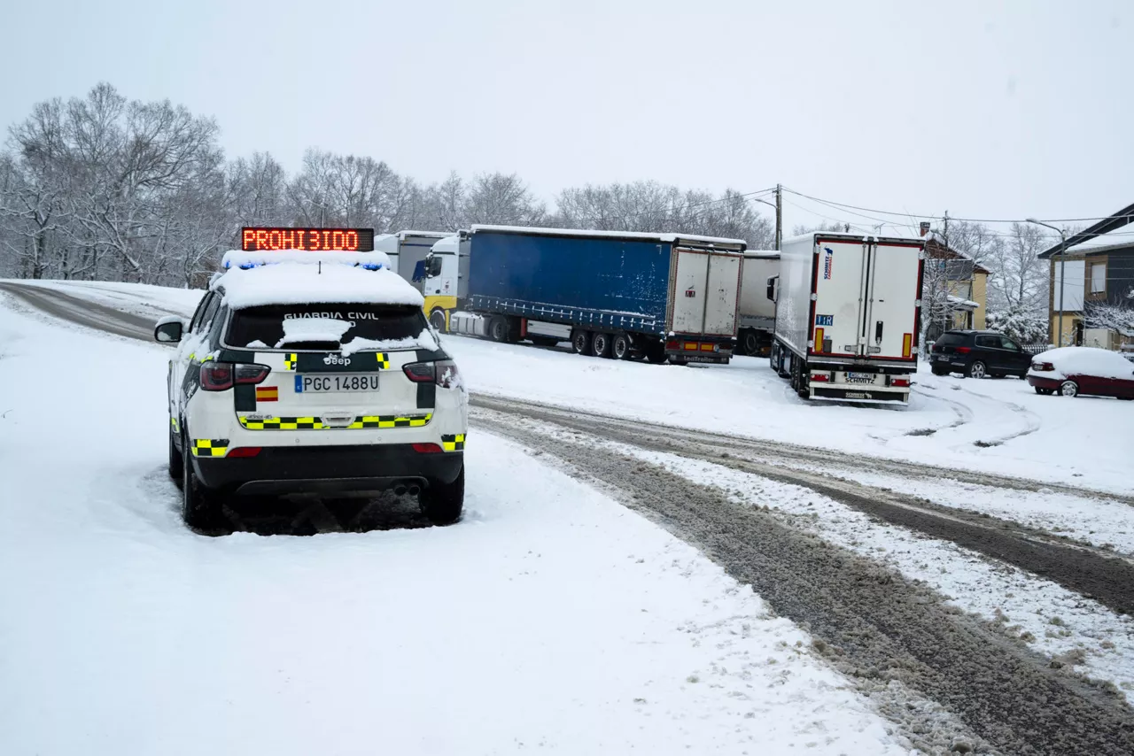 A MEZQUITA (OURENSE), 23/01/2026.- Nieve este viernes en el municipio de A Mezquita (Ourense). MeteoGalicia activó el aviso naranja en todo el territorio provincial, vigente hasta la madrugada del sábado, ante la previsión de nevadas generalizadas que podrían descender por debajo de los 300 metros. EFE / Brais Lorenzo

