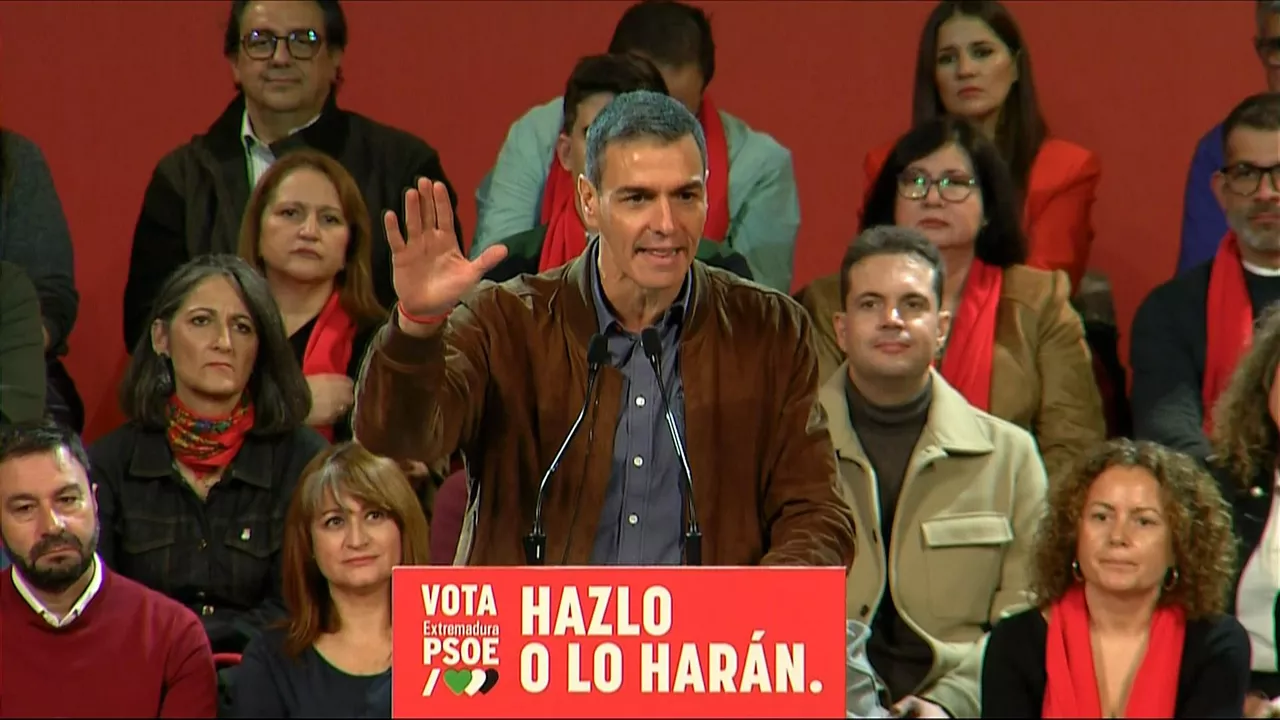 Pedro Sanchez Extremadura mitin crisis krisia