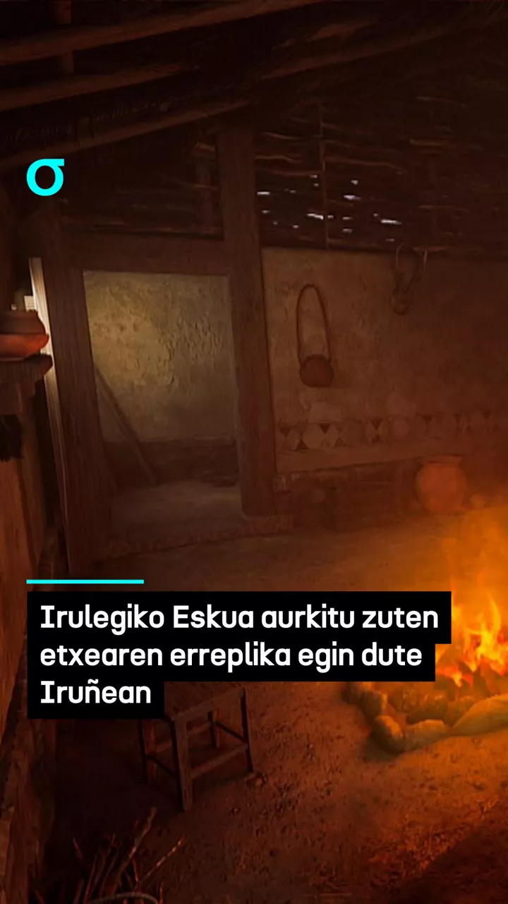 Irulegiko Eskua aurkitu zuten etxearen erreplika egin dute Iruñean
