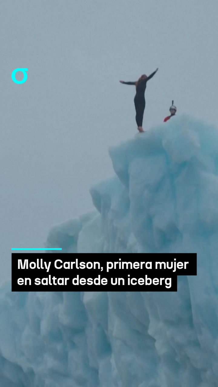 Molly Carlson, primera mujer en saltar desde un iceberg