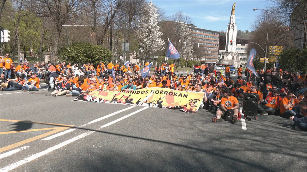 Imagen de la protesta de trabajadores de Tubos Reunidos en Bilbao