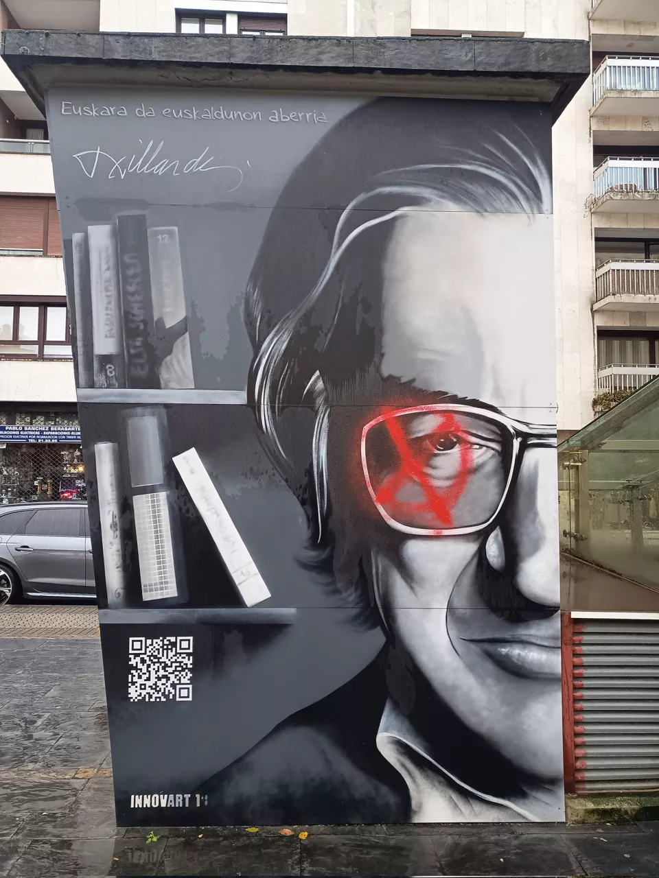 Jose Luis Alvarez Enparantza Txillardegi horma irudia erasotuta