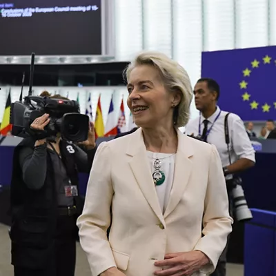 STRASBOURG (France), 21/10/2026.- European Commission President, Ursula von der Leyen prior to a debate on 'Conclusions of the European Council meeting of 15-16 October 2026' at the European Parliament in Strasbourg, France, 21 October 2026. The current plenary session runs from 19 until 22 October 2026. (Francia, Estrasburgo) EFE/EPA/RONALD WITTEK

